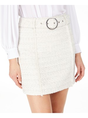 

INC Женская белая однотонная короткая юбка-карандаш с бахромой Размер, Белый