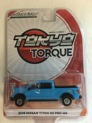 GREENLIGHT Tokyo Torque Series 7 2018 Nissan Titan XD Pro-4X Blue 1:64 Free Ship