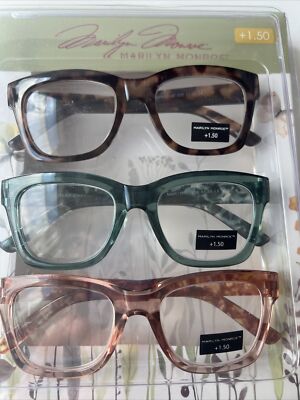 MARILYN MONROE 3-PACK Premium Reading Glasses Readers +1.50 NEW 