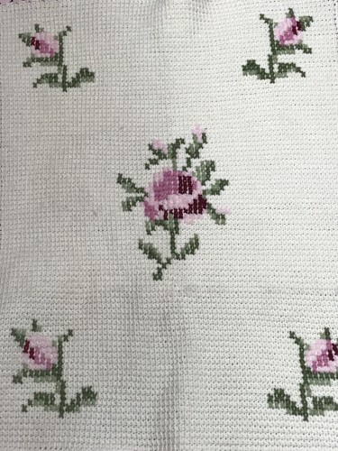 Vintage Hygge Crochet Floral Rose Afghan Throw Blanket w/Fringe 40
