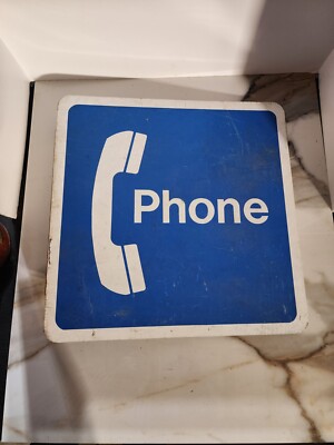 Vintage Public Pay Phone Booth Aluminum Sign Double Sided 18''x 18'' W/Bracket