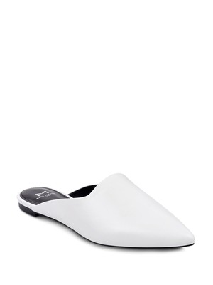 

Женские кожаные шлепанцы MARC FISHER White Padded Ltd с блестящим острым носком, размер 7 м, Белый, MLSHEEN