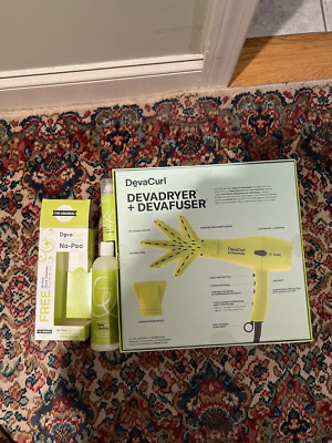 DEVACURL DEVADRYER W/DEVAFUSER+NOPOO CLEANSER 12 OZ + QUICK CLEANSER 1.5 OZ NEW