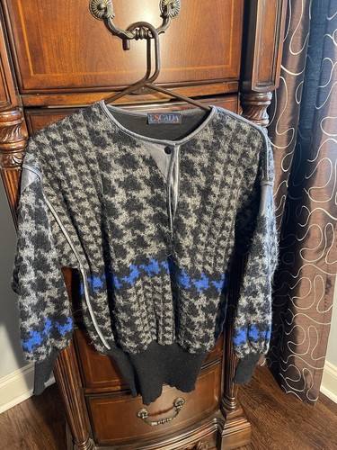 ESCADA Houndstooth Long Sleeve Sweater Black / Gray S | eBay