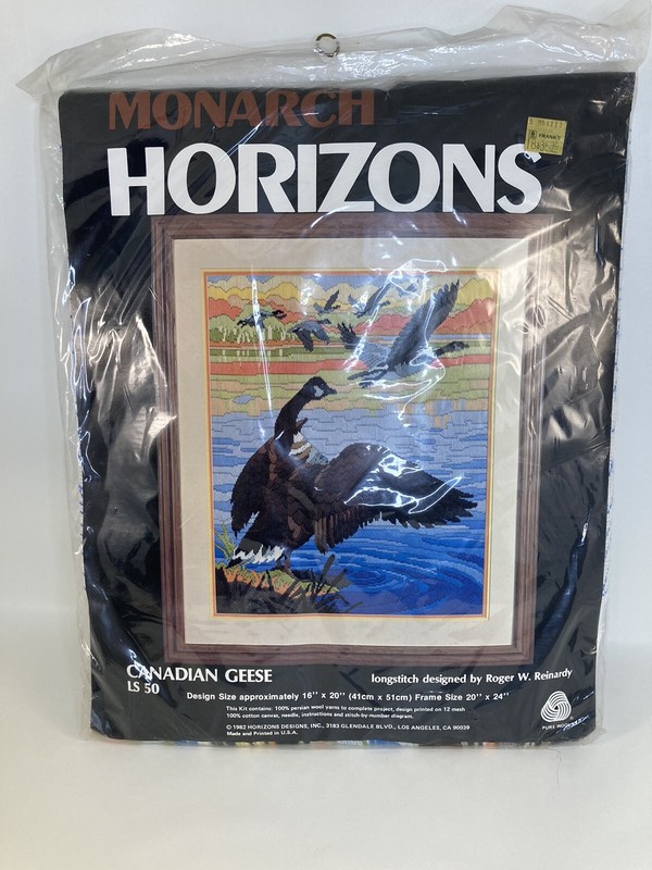 Vtg 1982 Monarch Horizons Long Stitch Needlepoint Kit, 16x20 Canadian