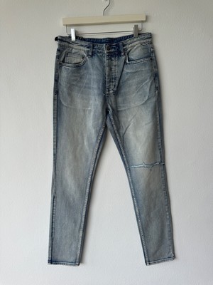 Ksubi mens denim jean jeans chitch 32 blue vapour ripped knee 