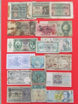BELGIUM,FRANCE,GERMANY,ROMANIA,ITALY,AUSTRIA,1917 ONWARDS 19 RARE BANKNOTES