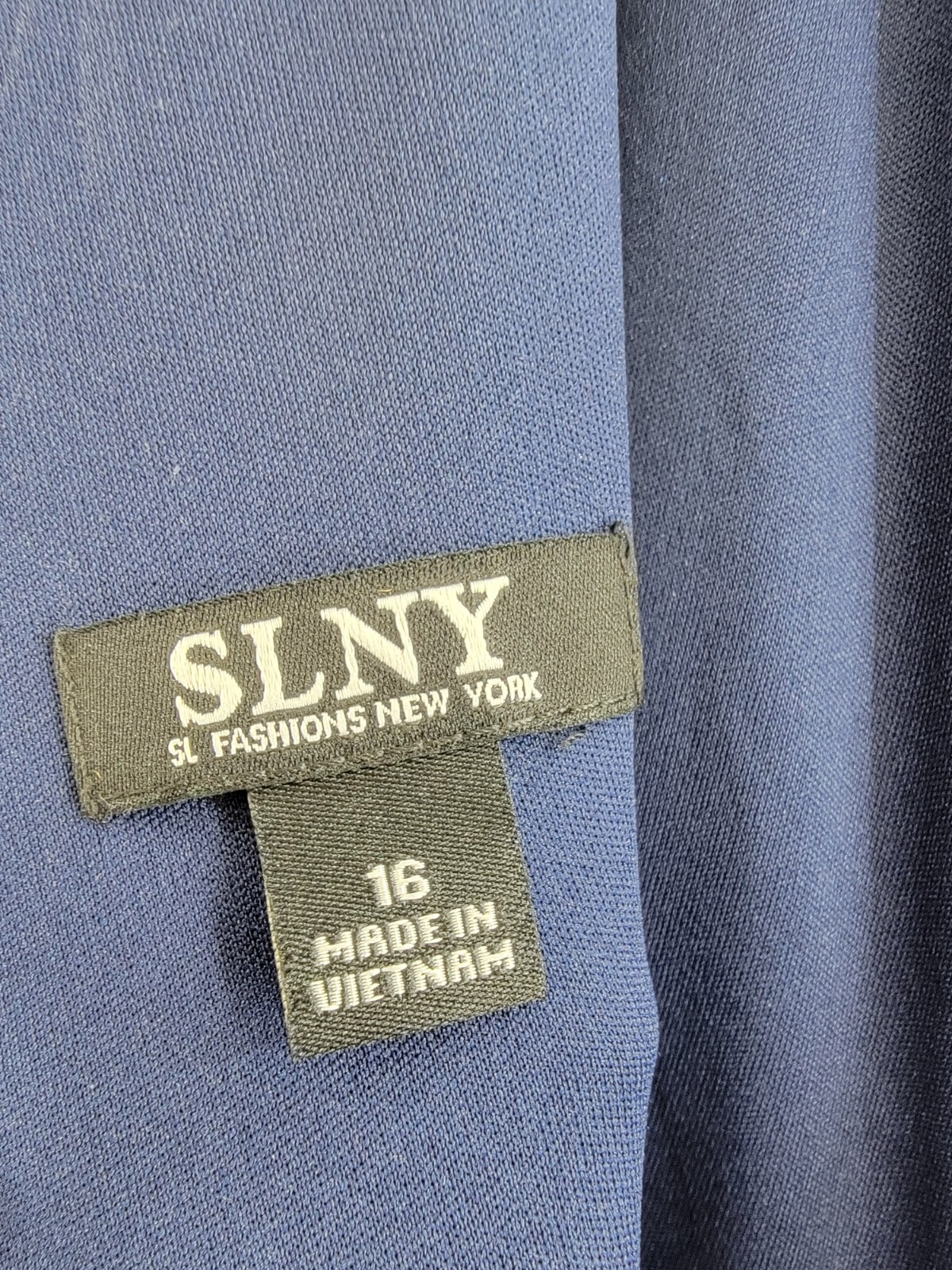 SLNY Fashions Ombré Satin Bow Sash Gown Women's 16 Navy/Wedgewood Zip Closure - Picture 8 of 16