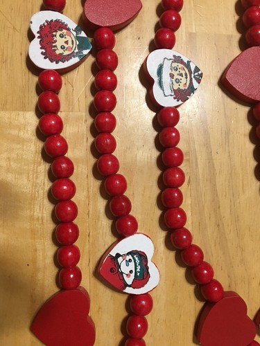 1998Target Snowden & Friends Raggedy Ann & Andy Wooden Beaded Garland 7 1/2’ EUC