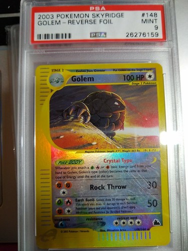 POKEMON PSA 9 MINT Golem Crystal Skyridge Reverse Holo 148
