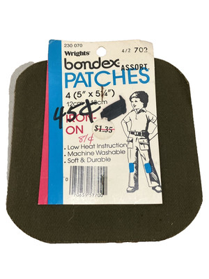 Iron-On Patches 4 Wrights Bondex Assorted Colors 5x5 1/4 inch NEW Vintage