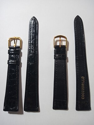 CINTURINO PELLE VERO COCCODRILLO VINTAGE EXTRA PIATTO ANNI 90 NERO 14 - 18 - 20