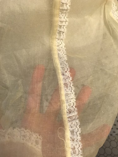 Vintage Sheer Yellow Lace Apron w/Pocket