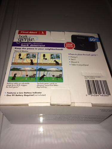 First Alert Bark Genie Automatic Control Ultrasonic Stop Barking Outdoor Dog