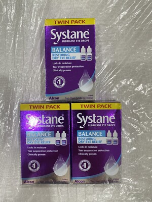 3X Systane Balance Lubricating Eye Drops, 10mL, Twin Pack Exp 7/25 FREE SHIPPING