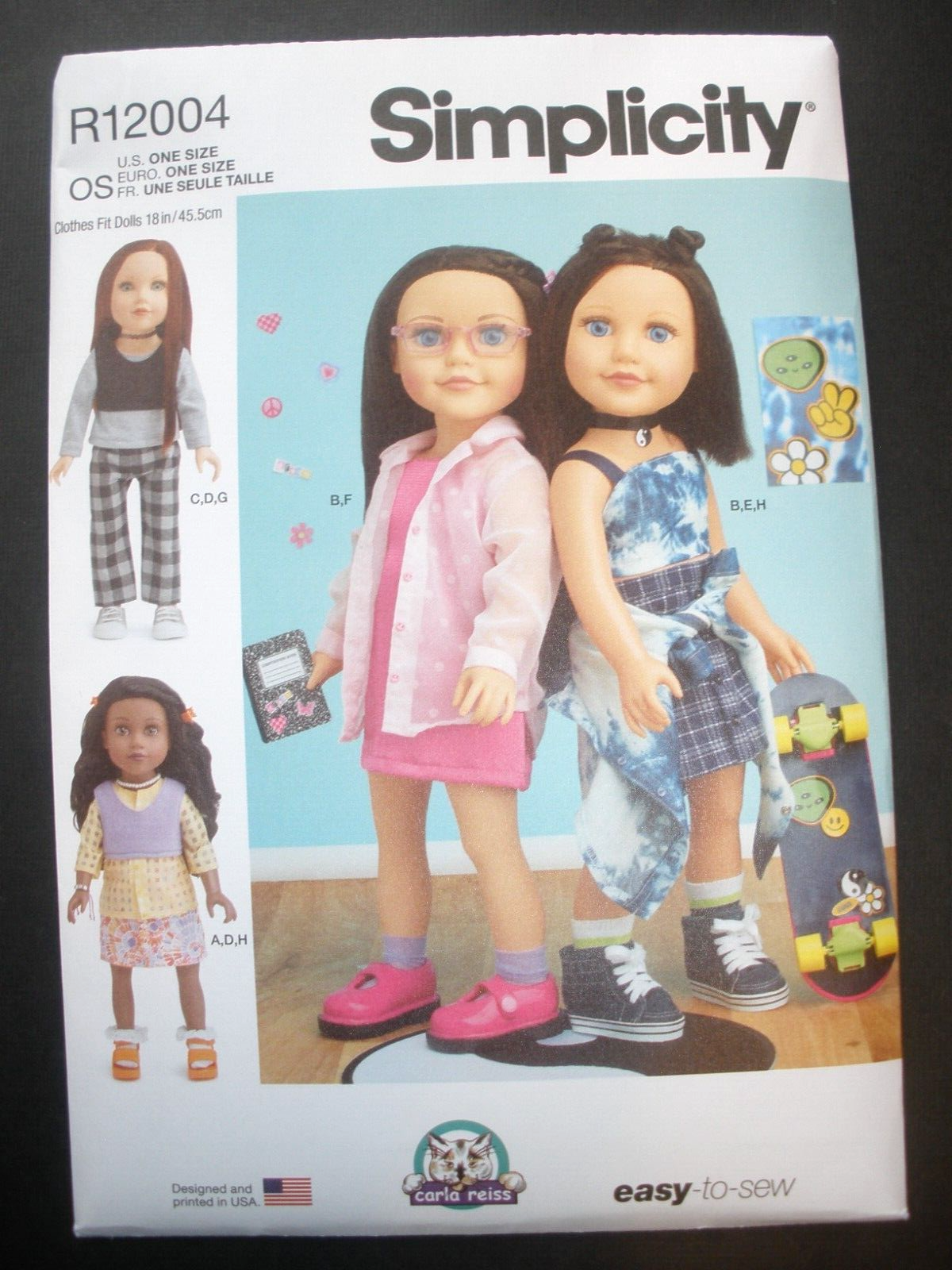 Simplicity 9874 12004 - 18" Doll Clothes Cardigan  Shirt Top