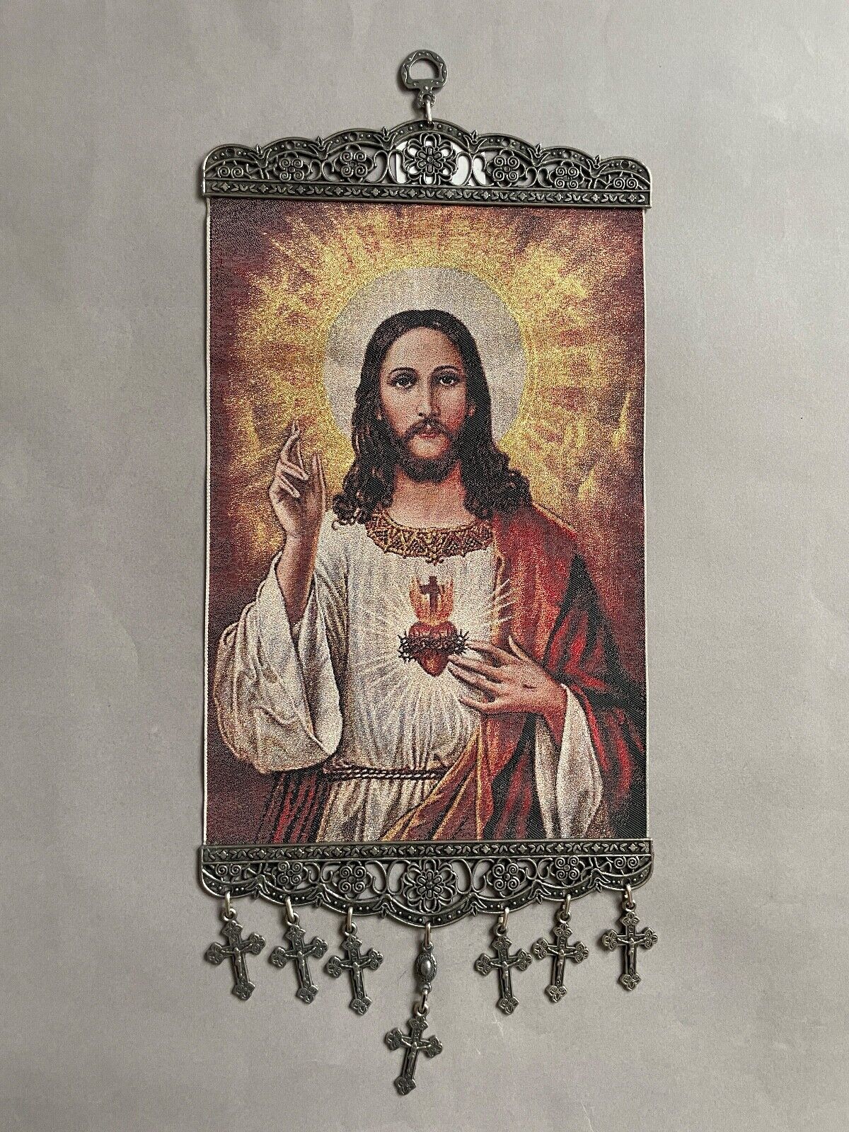 Most Sacred Heart of Jesus, Christ, Tapestry Wall Hanging w Most Sacred Heart of Jesus, Christ, Tapestry Wall Hanging w