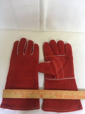 Red Lined Premium Leather Welding Gloves