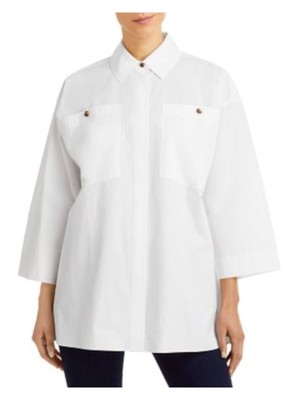 LAFAYETTE 148 NEW YORK Женский белый топ с планкой сзади и пуговицами на пуговицах 16