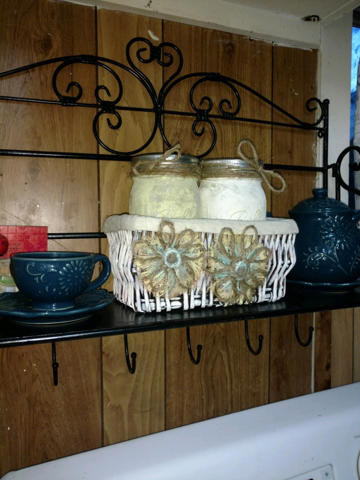 Distressed Chalk Painted Ball Mason Jar Shabby Chic CenterPiece