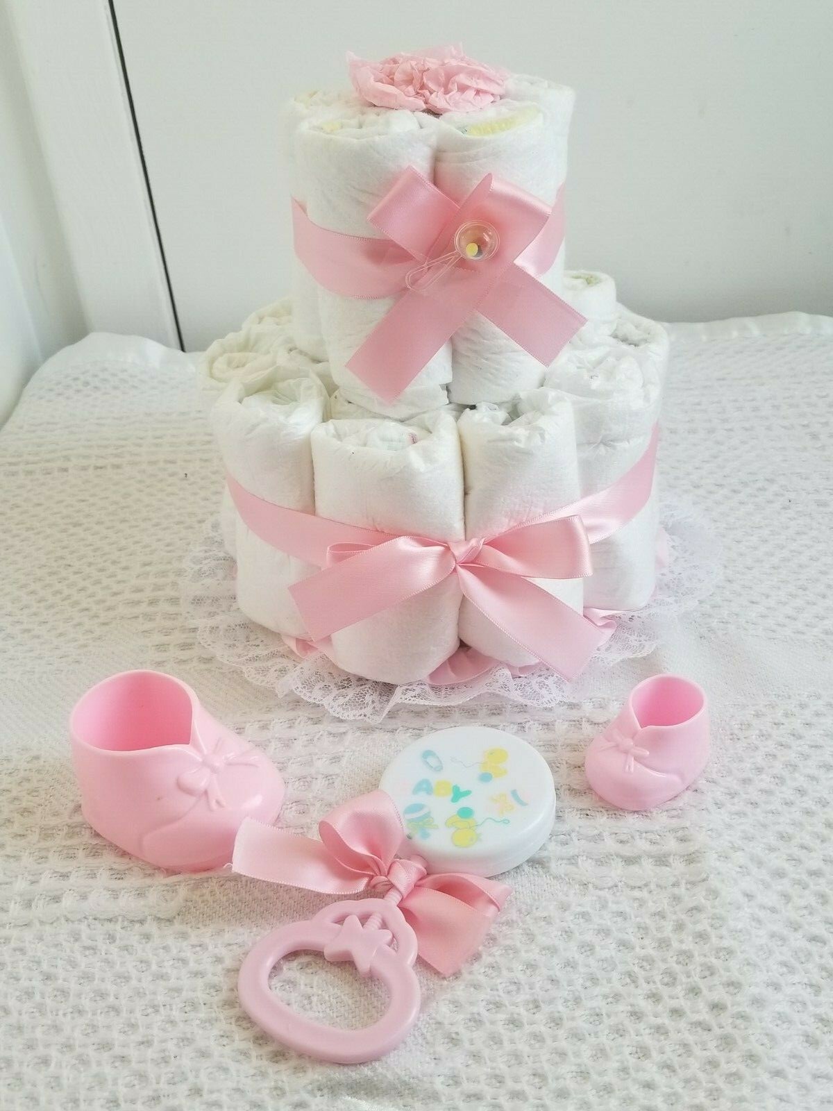 Tier Mini Diaper Cake Baby Shower Gift Centerpiece Boy Girl Unisex