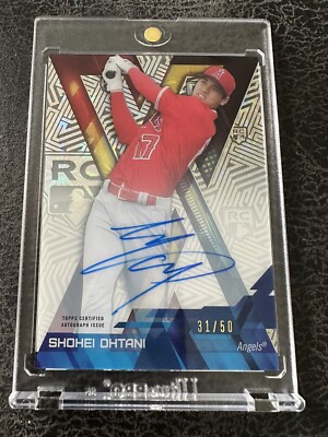 2018 Shohei Ohtani Topps High Tek Blue Rookie RC Auto 31/50 Dodgers Superstar ￼
