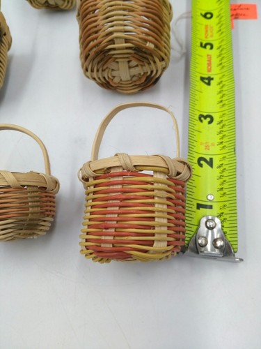 North American Miniature Dyed Woven Baskets with Handles Cherokee Set of 6