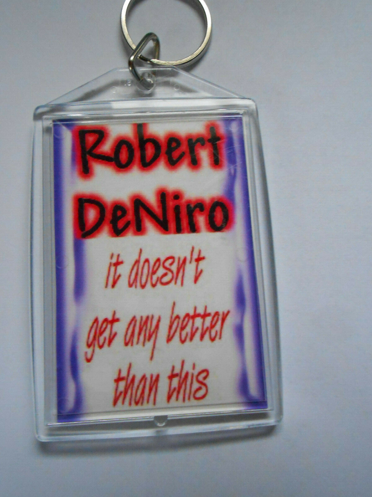 RARE Robert DeNiro  2-Sided KEYCHAIN  with red velvet bag