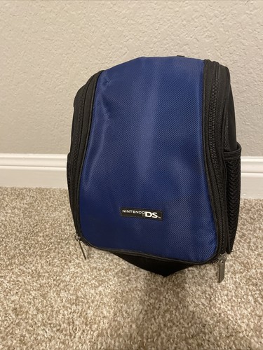 OEM Official Nintendo DS mini Backpack Carrying Case Blue Black Zippered Bag
