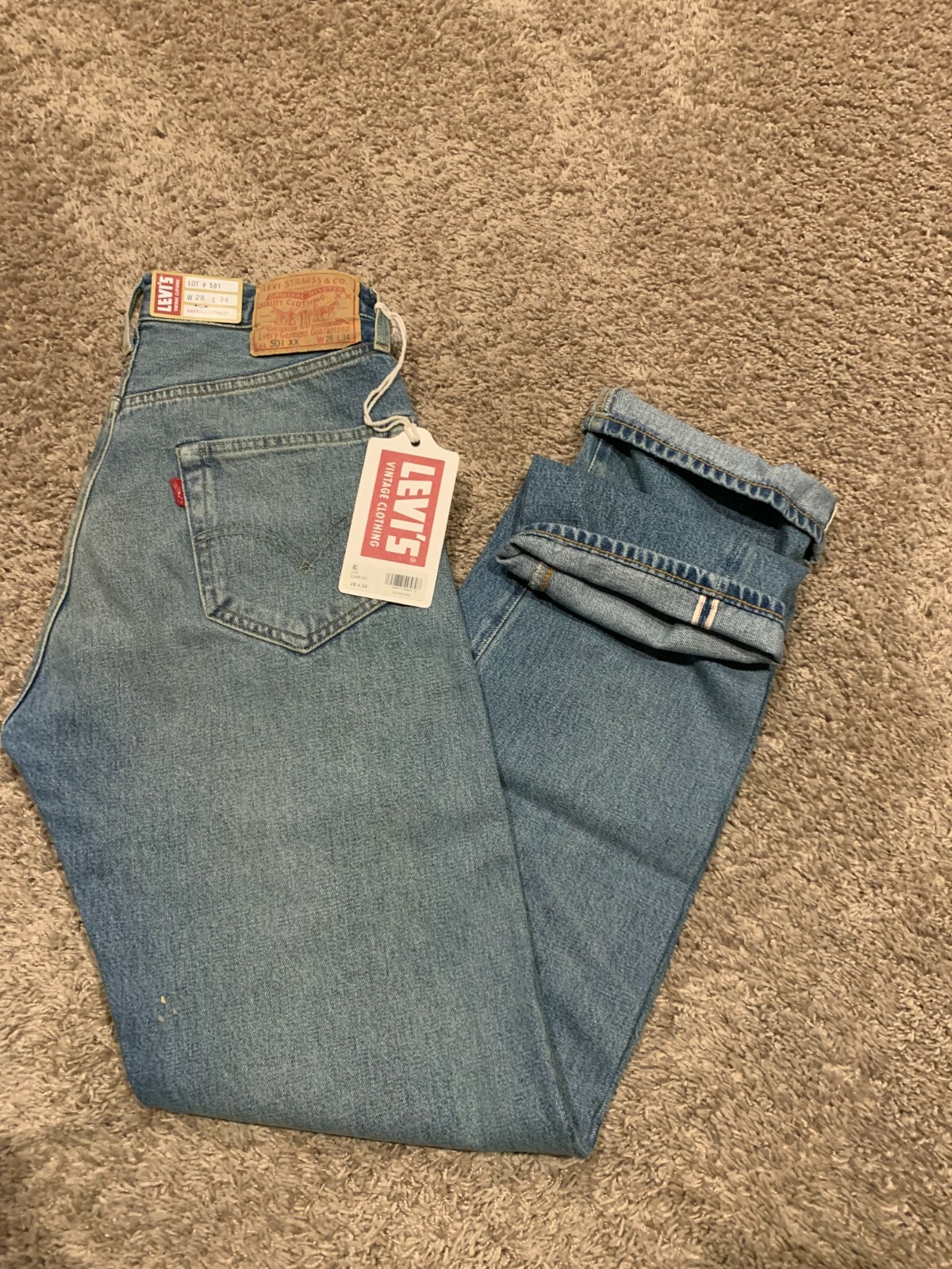 Pre-owned Levi's Lvc 1955 501 Xx Selvedge Jeans Men's 28x34 Rt$345 0065 In Blue