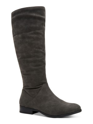 STYLE & COMPANY Womens Gray Padded Kelimae Round Toe Block Heel Zip-Up Riding