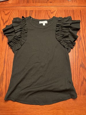 NWT Stem & Vine Black Size S Top Ruffle Sleeve