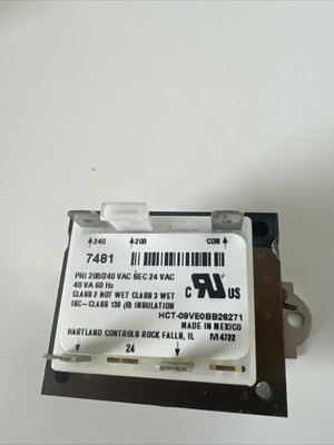 Hartland Transformer HCT-09VE0K26108 0130M00138 PRI 208/240 SEC 24VAC 40VA