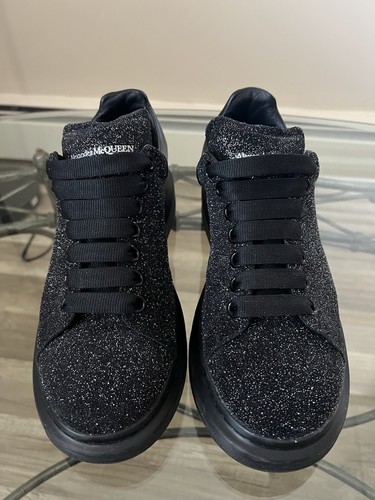 Alexander McQueen All Black Sparkle Leather Sneakers Size 40 Alexander McQueen All Black Sparkle Leather Sneakers Size 40