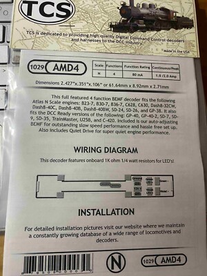 TCS N Scale Decoders for Atlas & Kato/Wire & KA-N1 KA