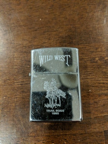1994 Zippo Wild West Series Trail Boss 1860 Lighter used initialed PP