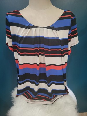 SIZE 3X WORTHINGTON Multi Colored Short Sleeve Blouse INVPV709