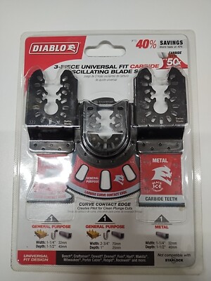 Diablo DOU3CS Universal Fit Carbide Oscillating Blade Set, 3-Piece