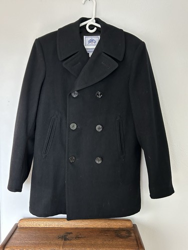 40s　NAVAL CLOTHING FACTORY PEA COAT BLK Vintage 40s Navy 8 Button Peacoat 36 Naval Clothing Factory
