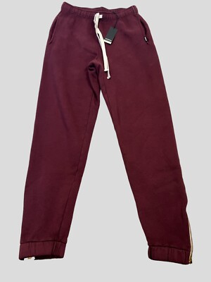 MONROW Pants  Burgundy S Joggers Pull On  Drawstring Elastic Waist Zip Cuffs NWT