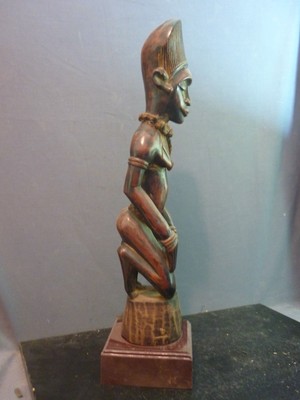 Superb Baule Kneeling Figure With Fine Patina, Ivory Coast.