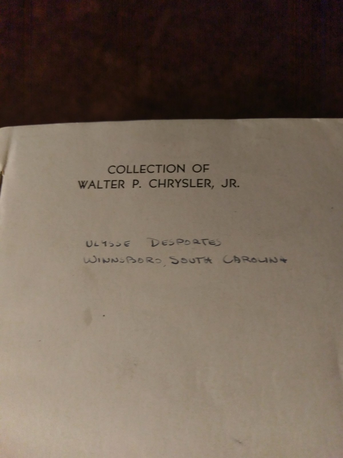 Paintings From the Collection of Walter P. Chrysler, Jr 1941 Virginia Museum