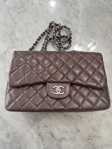 CHANEL Classic Single Flap Shoulder Bag Jumbo Brown Leather | eBay