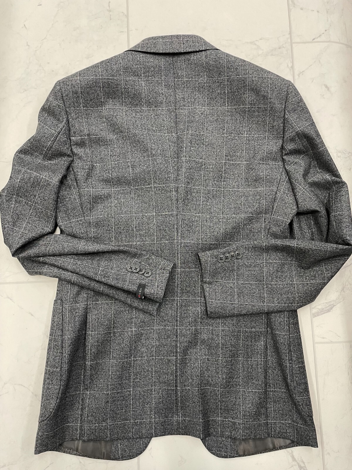 Pre-owned John Varvatos $598  Baxter Windowpane Blazer In Charcoal Gray Size:36
