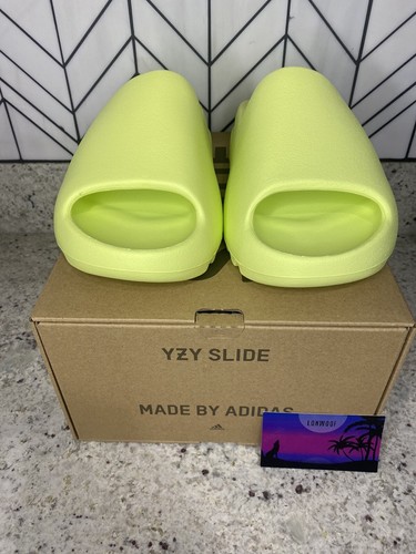 Pre-owned Yeezy 2022  Slide Sandal Glow Green Size 7&12 Hq6447 Fast Shipping 100% Authentic