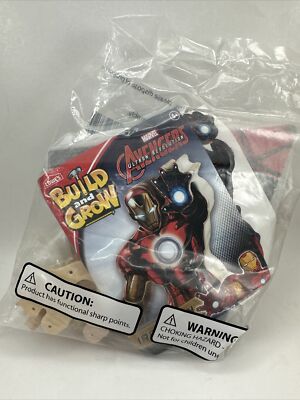 Build and Grow Marvel Avengers ''Iron Man'' Unbuilt W badge NEW 