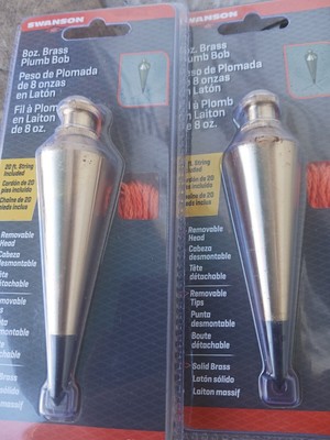 2 Swanson Tool Co PB008B 8 ounce Replaceable Brass Plumb Bobs with String