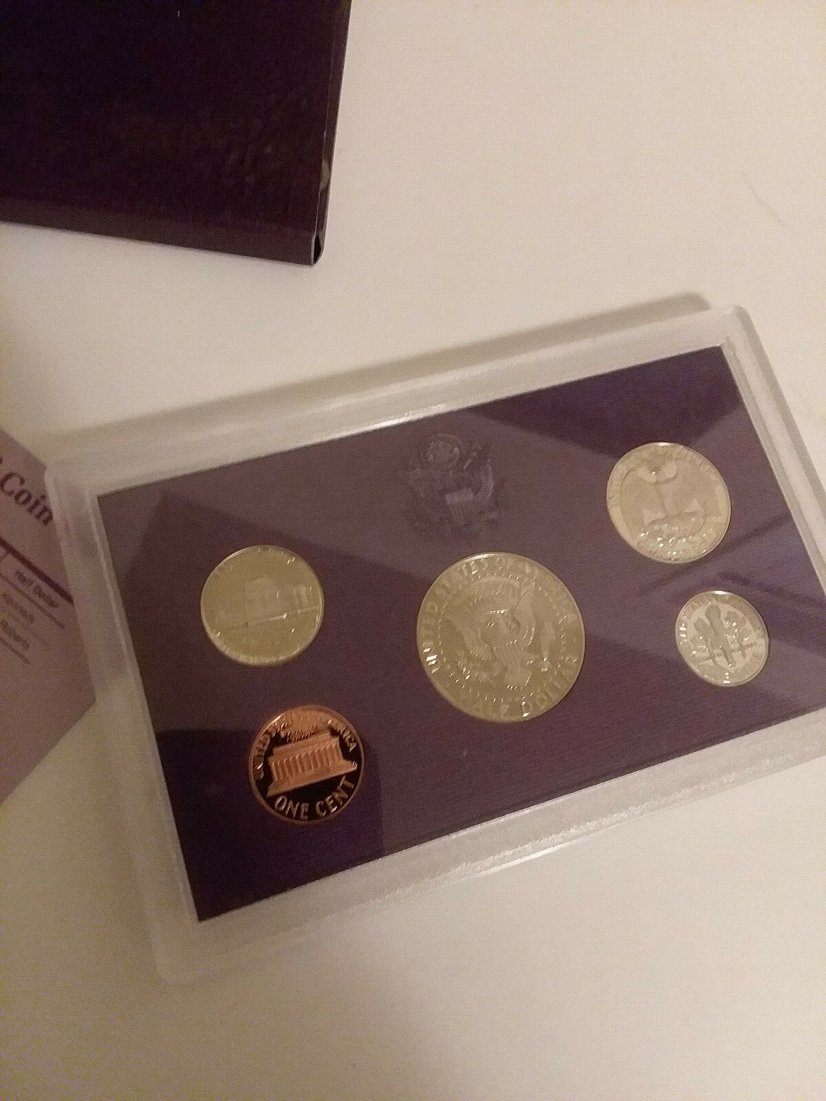 1990-S U.S. MINT PROOF SET...5 COINS...PURPLE BOX...COA