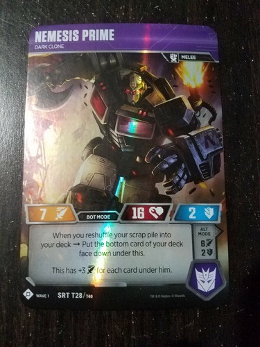 Transformers Trading Card TCG Wave 1 Nemesis Prime SRT28 Super Rare Foil