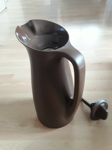 Tupperware Kaffeekanne braun mit rosa Fuss, Rarität